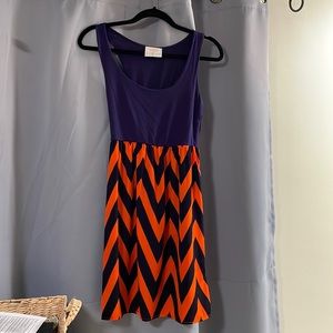Super cool and funky bright navy blue and orange tank dress